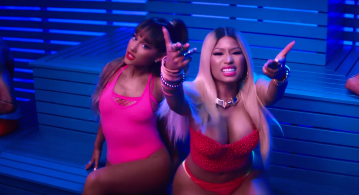 Ariana Grande and Nicki Minaj in the video for "Side to Side."