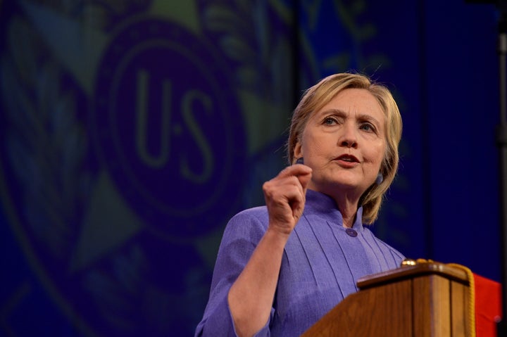 Democratic presidential nominee Hillary Clinton addresses the National Convention of the American Legion in Cincinnati, Ohio,