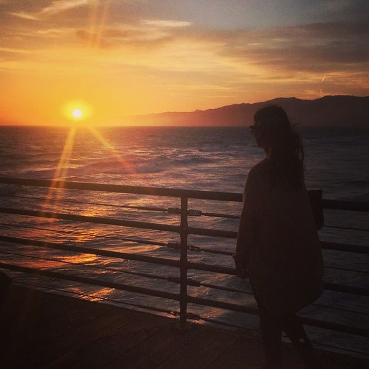 Watching the sunset on the Santa Monica pier 
