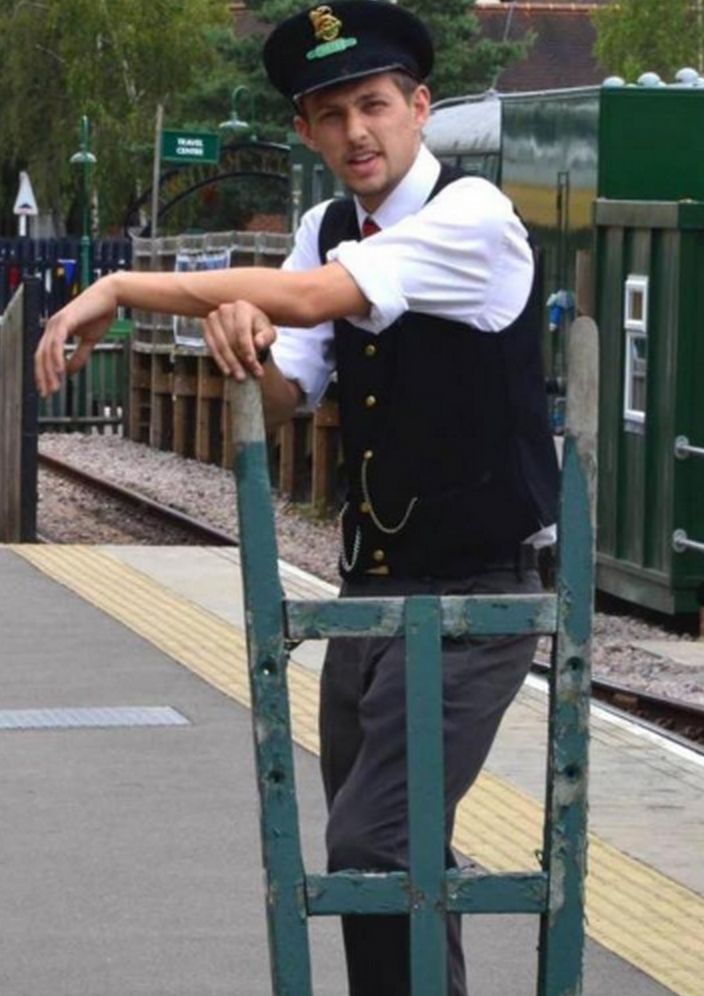 Brown was standing next to a sign telling passengers to stay inside the train