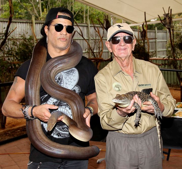 Bob Irwin with Slash, who once paid a visit to the zoo 