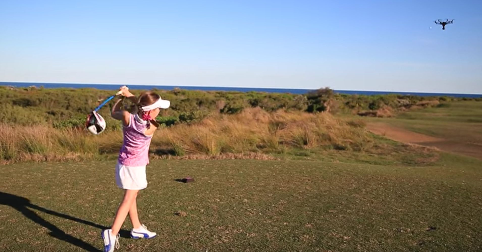 Watch This Girl Crush A Drone With Her Wicked Golf Swing Huffpost