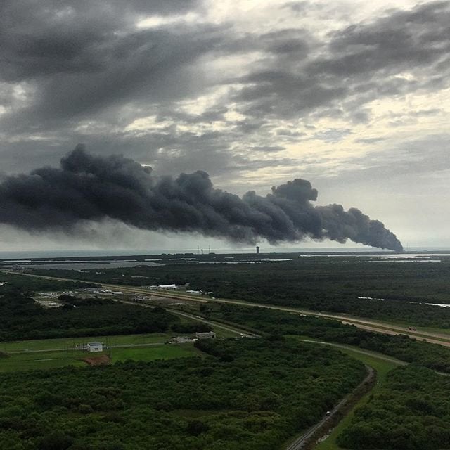 Smoke from Cape Canaveral viewed from a distance. 