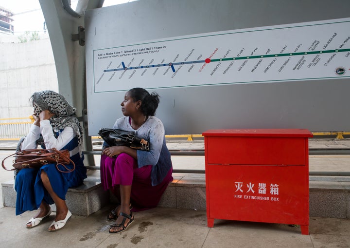 People waiting for the train at railways constructed by China in Addis Ababa, Ethiopia on March 7, 2016.