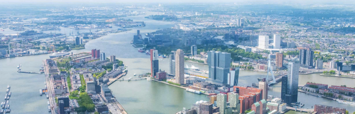 City of Rotterdam on the Rhine-Meuse-Schelde Delta.