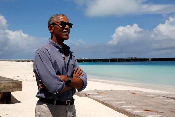 President Barack Obama smiles as he looks out at Turtle Beach on a visit to Papahanaumokuakea Marine National Monument, Midway Atoll, U.S., September 1, 2016.