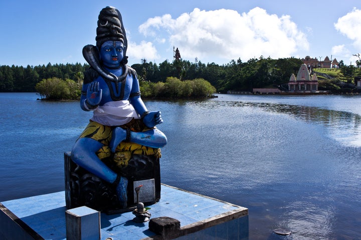 A statue of Shiva at the Ganga Talao temple in Mauritius.