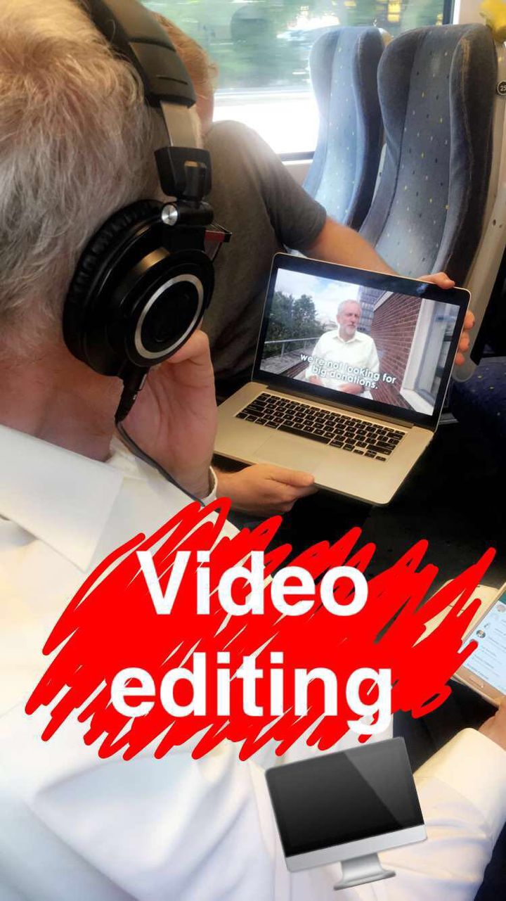 <strong>The Labour leader does a spot of video editing</strong>