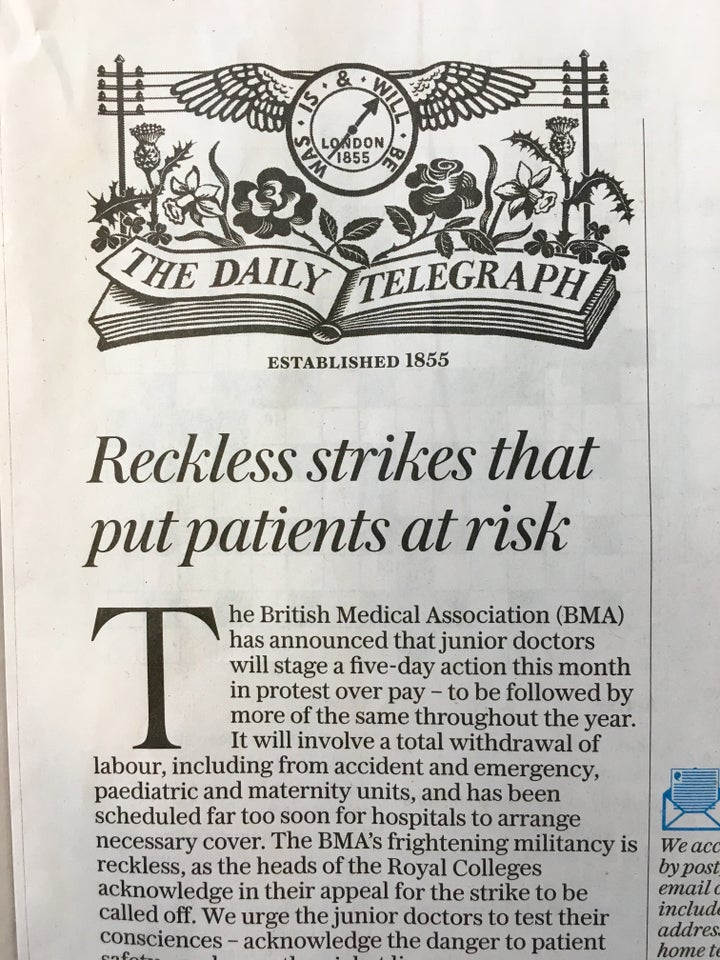 The Telegraph also went with 'reckless'