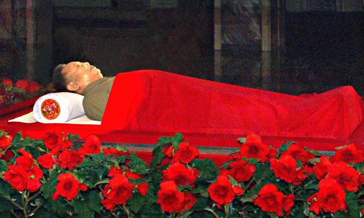 <strong>The body of Kim Jong-il, Jong-un's father, lies in state after his death in December 2011.</strong>