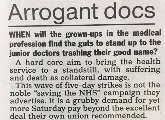 <strong>The Sun described striking junior doctors as 'arrogant'</strong>