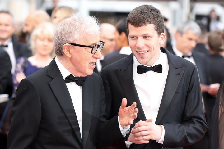 <strong>Jesse Eisenberg with Woody Allen, a man he has revered since he was a teenager</strong>