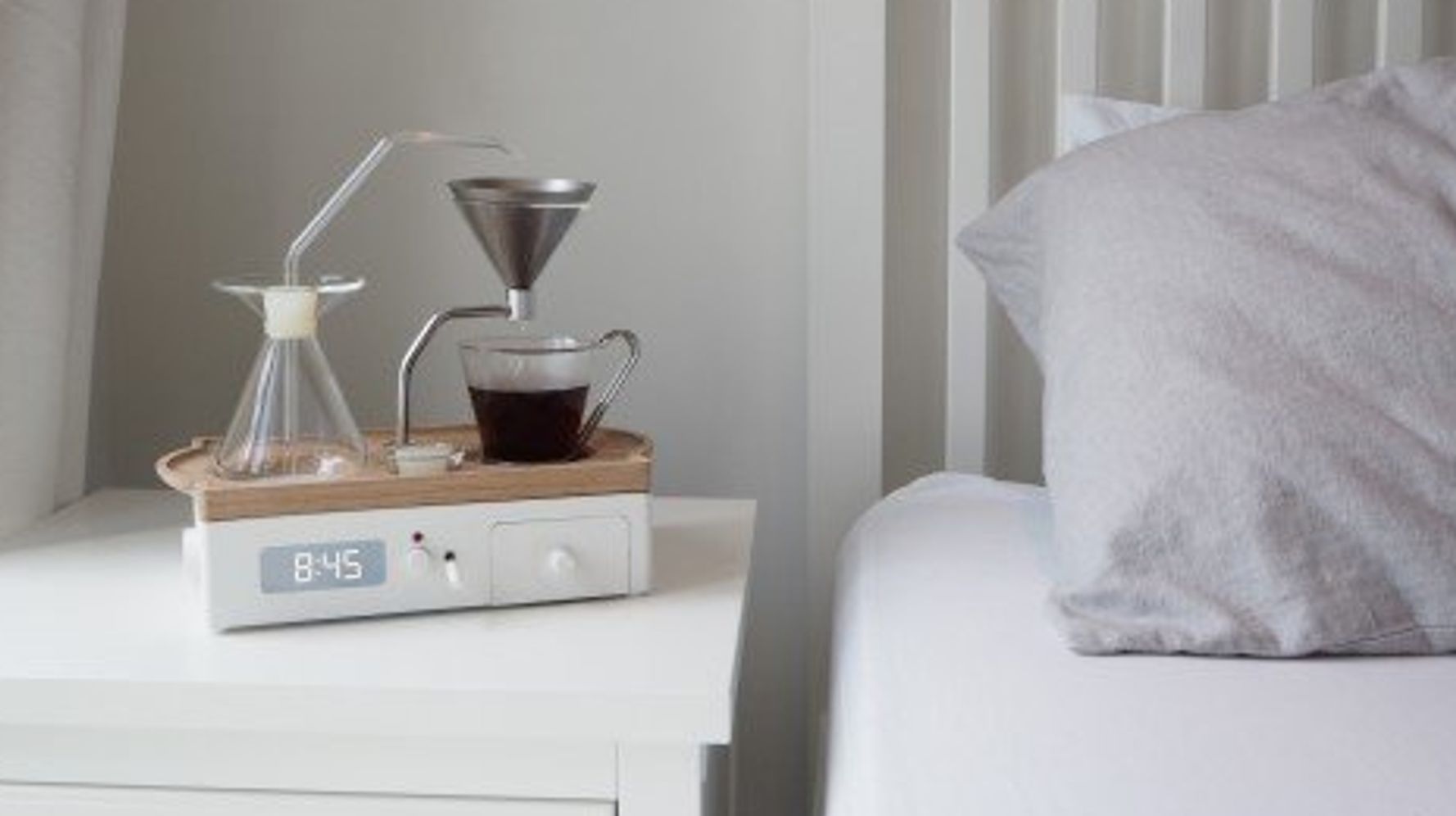 British Designer Joshua Renouf Creates an Hybrid Coffee Brewer-Alarm Clock  That Wakes You Up With a Freshly Brewed Cup