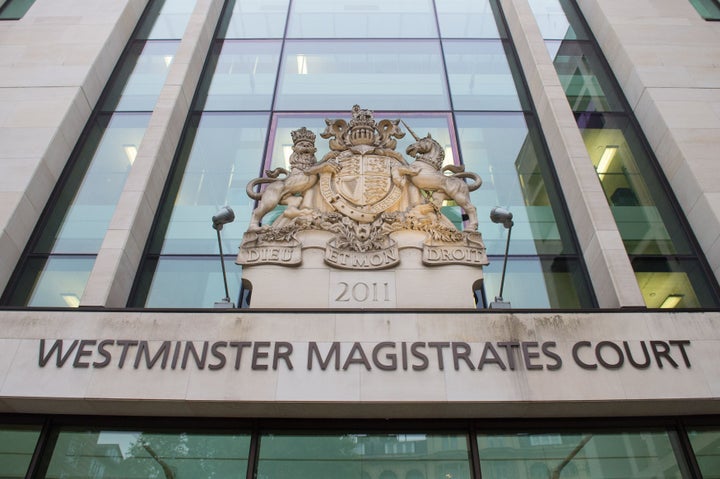 Westminster Magistrates' Court in London, where Maxwell appeared charged with Northern Ireland-related terror offences.