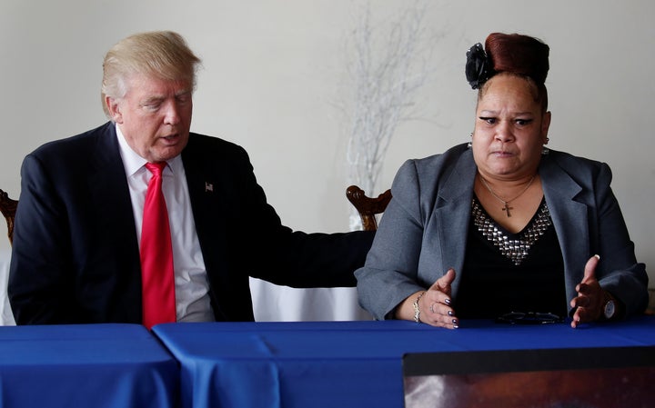 Donald Trump speaks with Shalga Hightower, whose daughter's tragic death links to one of his campaign themes.