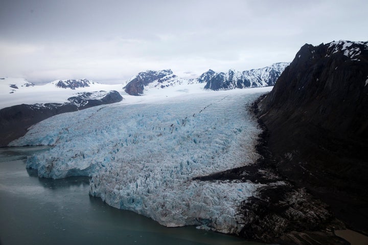 The Blomstrand Glacier in Ny-Alesund, Norway, has been affected by climate change.