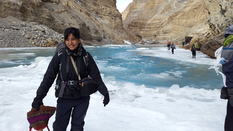 Unflattering picture of me not knowing what to do with all these layers of clothing, protective gear and camera equipment. Tr
