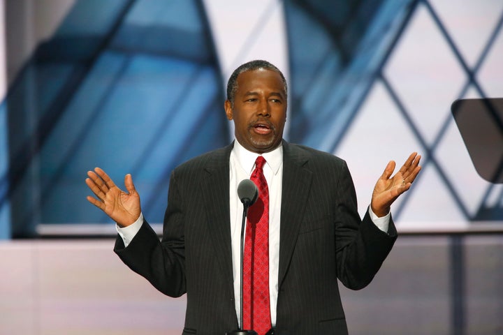 Dr. Ben Carson addresses the Republican National Convention in Cleveland, Ohio on July 19, 2016.