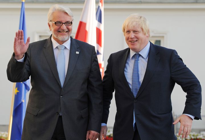 Britain's Foreign Secretary Boris Johnson and Polish Foreign Minister Witold Waszczykowski