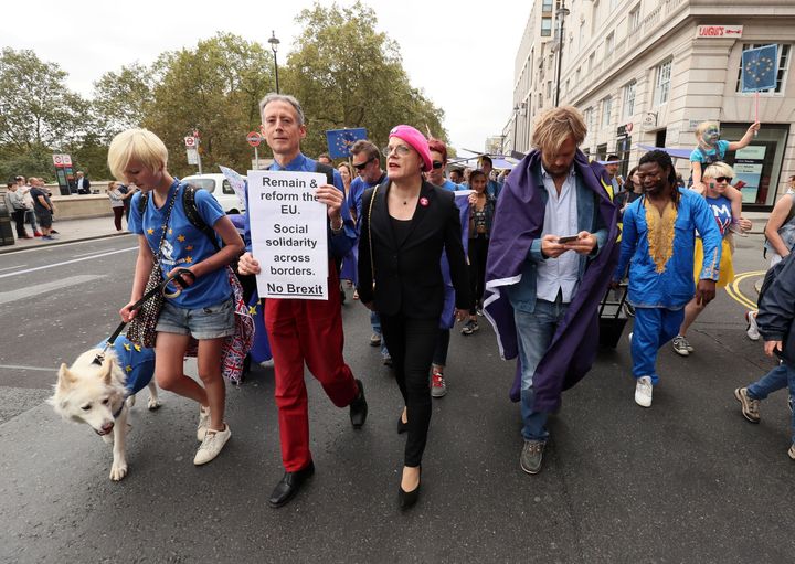 Izzard joined thousands of others, including Peter Tatchell, on the 'We Are Europe' march