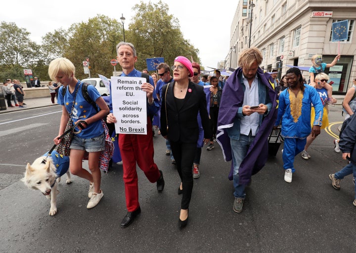 <strong>Izzard joined thousands of others, including Peter Tatchell, on the 'We Are Europe' march</strong>