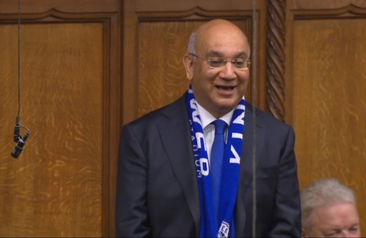 <strong>Stepping down: Leicester East MP Keith Vaz wearing a Leicester City FC scarf as he speaks during Prime Minister's Questions.</strong>