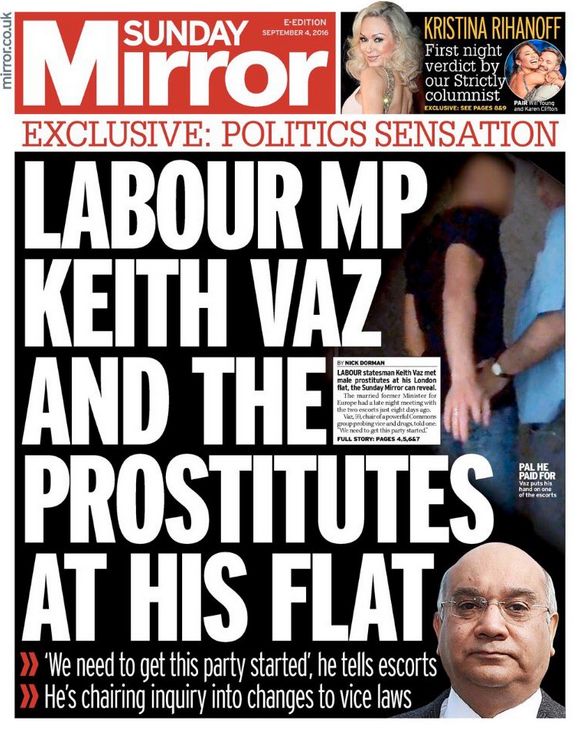 The Sunday Mirror's front page.