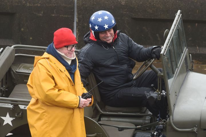 <strong>Chris Evans and Matt LeBlanc on the set of 'Top Gear'</strong>