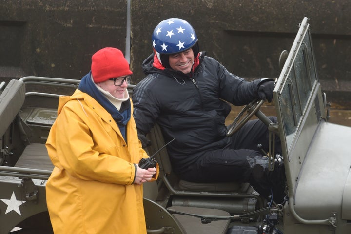 Chris Evans and Matt LeBlanc on the set of 'Top Gear'