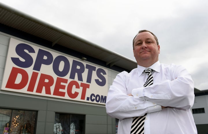 Sports Direct founder Mike Ashley outside the Sports Direct headquarters in Shirebrook, Derbyshire.