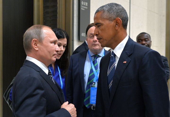 The photo of Russian President Vladimir Putin, left, meeting U.S. President Barack Obama on the sidelines of the G20 summit in China on Monday that's become a viral sensation.