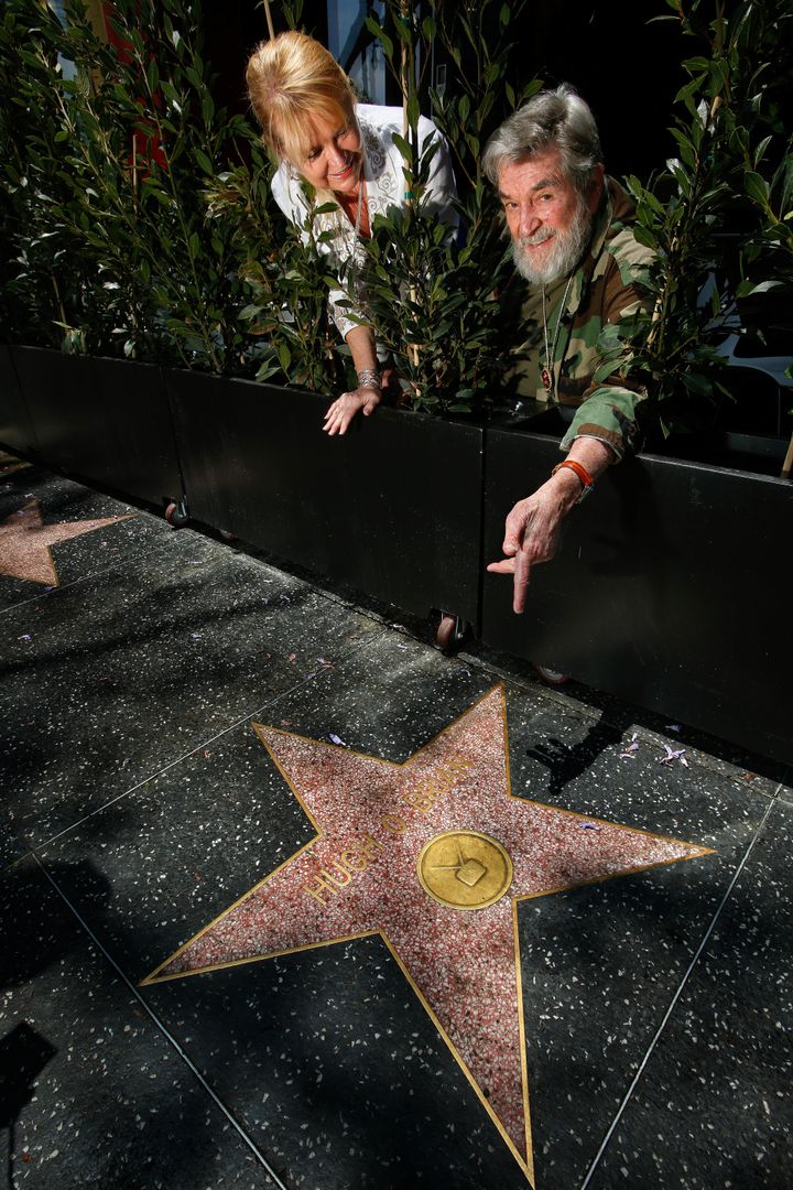 O'Brian and his wife Virginia were photographed in 2013 next to his star on the Hollywood Walk of Fame, which is located in front of the Lucky Devils restaurant on Hollywood Blvd in Hollywood.