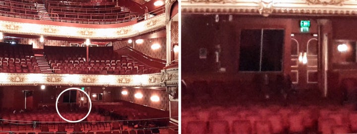 A close up of the ghostly figures which some believe are other-worldy theatre-goers 