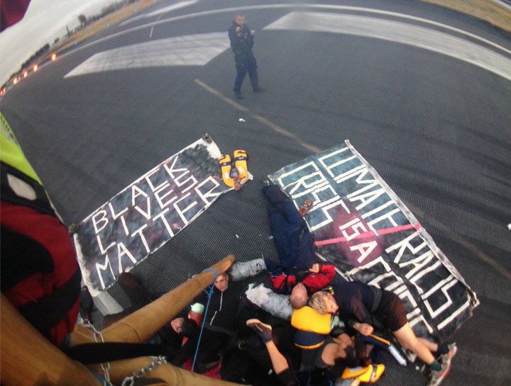 Black Lives Matter protesters at London City Airport