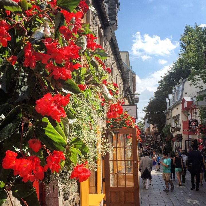 The lower town is a colorful place with flower boxes and painted doors and windows.