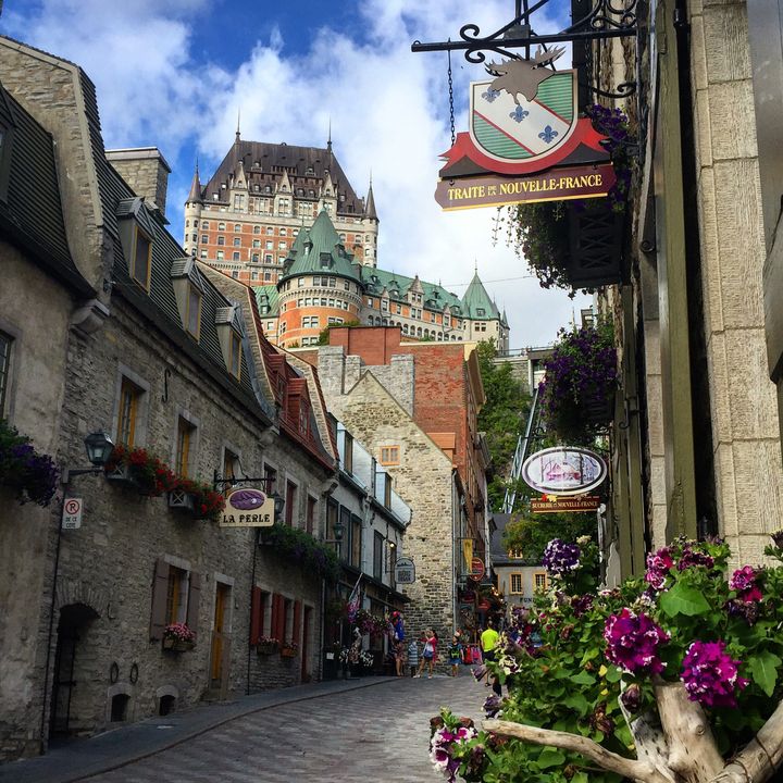 Chateau Frontenac looks like a castle hovering about a European village.
