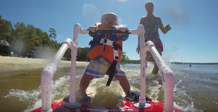 Ashber has a tight grip on his board.