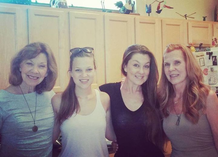 From left to right: Grandmother, Donna (Nina, as her kids call her), granddaughter Jamie, granddaughter Jessica, and Debbie, mother of Jamie and Jessica.