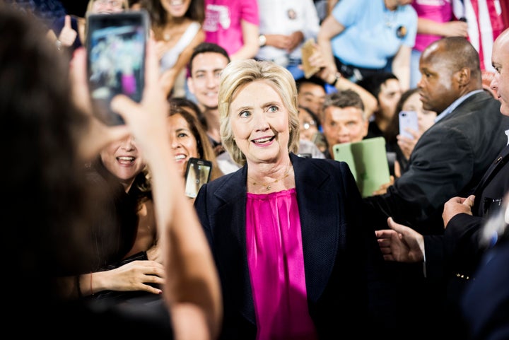 Democratic Nominee for President of the United States former Secretary of State Hillary Clinton speaks to and meets Florida v