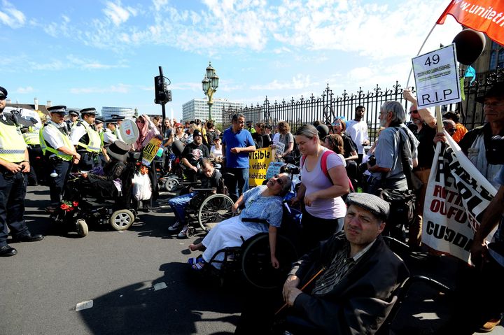 Protesters blocked parts of Westminster Bridge on Wednesday