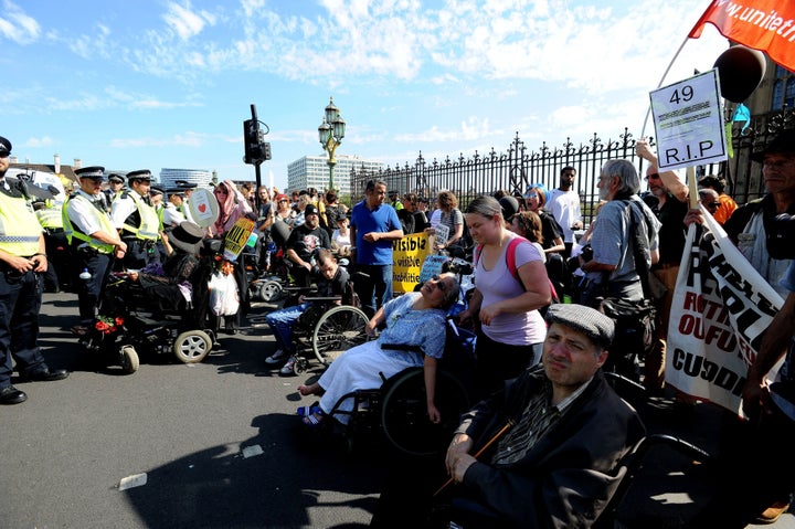 Protesters blocked parts of Westminster Bridge on Wednesday