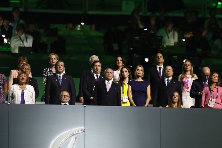 Protesters jeered Brazilian President Michel Temer, center, at the Opening Ceremony of the Rio 2016 Paralympic Games at Maracana Stadium on Wednesday.