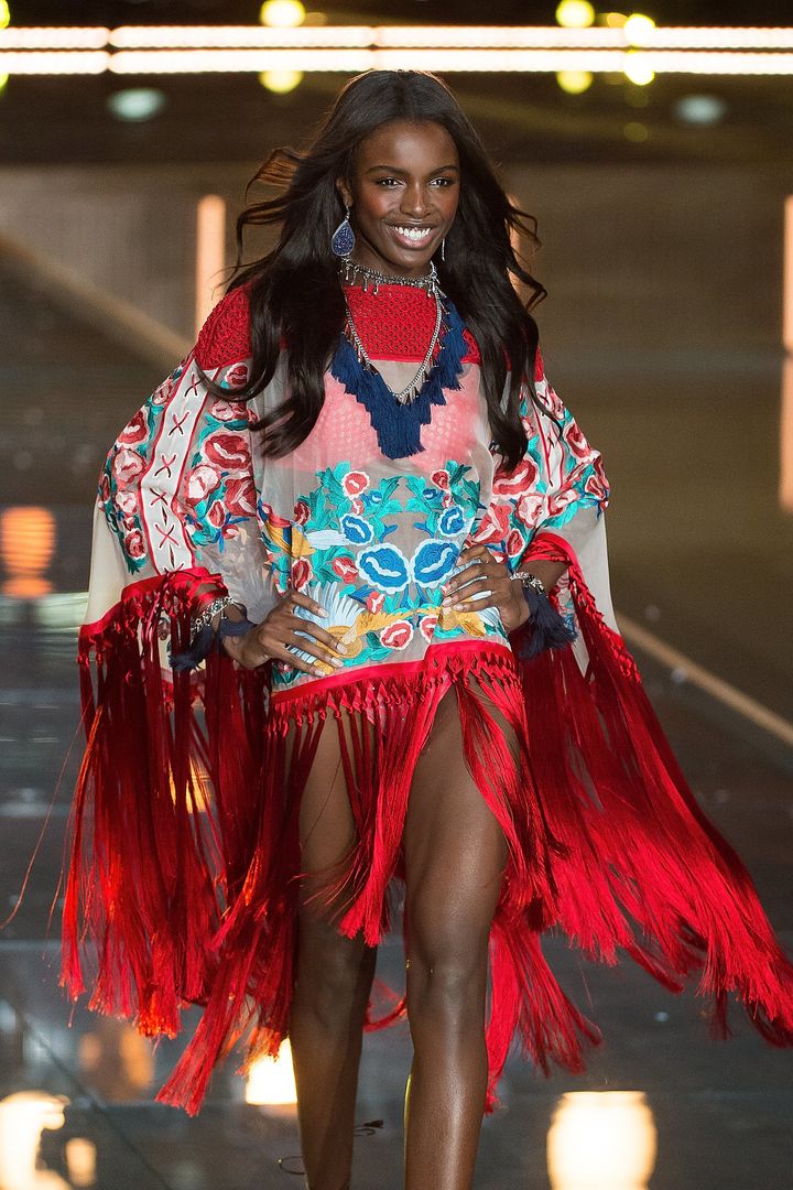 Leomie Anderson walks the runway during the 2015 Victoria's Secret Fashion Show.