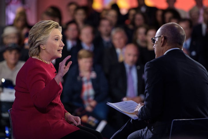 Hillary Clinton answers a question during the NBC forum.