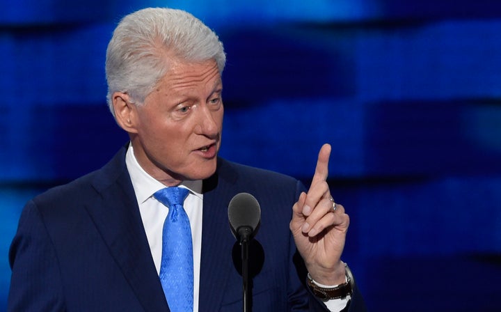 Former US president Bill Clinton addresses the second day of the Democratic National Convention at the Wells Fargo Center, Ju