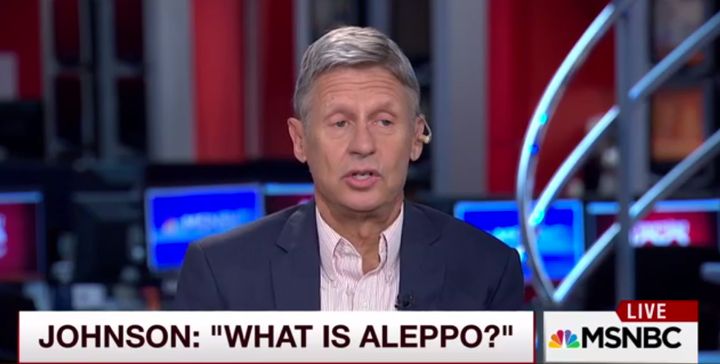 Presidential nominee Gary Johnson asks what is Aleppo during a television interview
