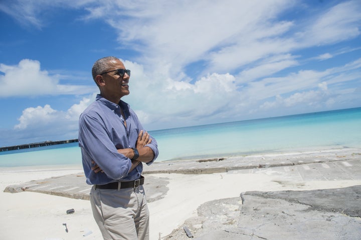 Obama tours Midway Atoll on Sept. 1, 2016. The coral reef is one of the most remote places on the planet.