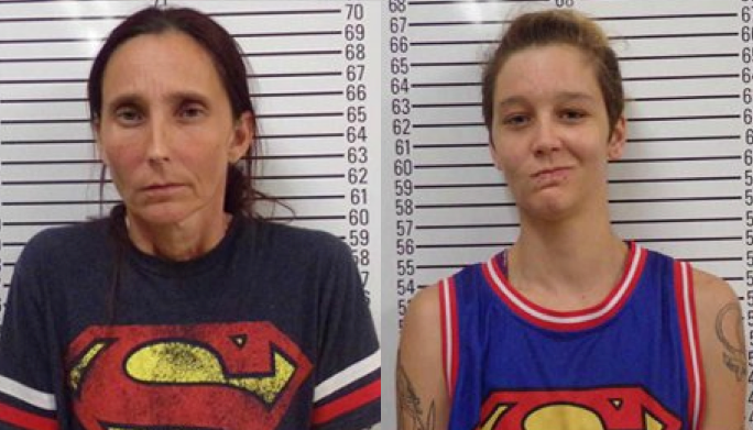 Bad romance: Patricia Ann Clayton Spann, 43, and Misty Spann, 25, are facing incest charges following their March wedding.