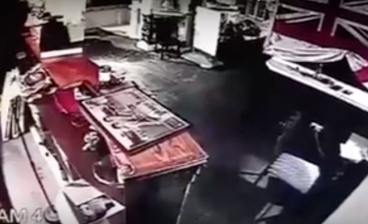 <strong>Julia Cooper believes she saw a spectral 'face' loom out at her while she viewed CCTV of the empty bar </strong>