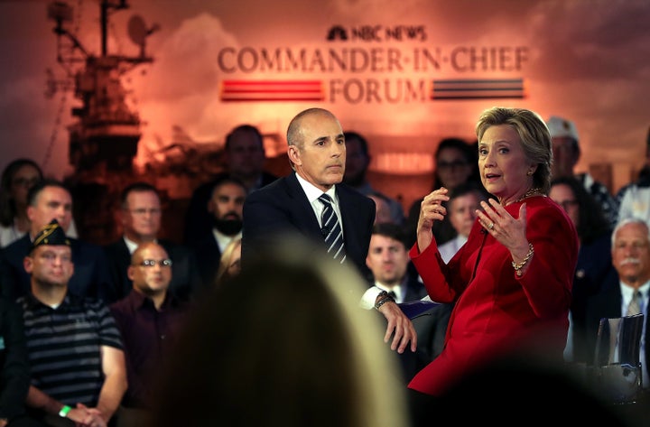 Hillary Clinton speaks during the NBC News Commander-in-Chief forum on September 7, 2016 in New York City.